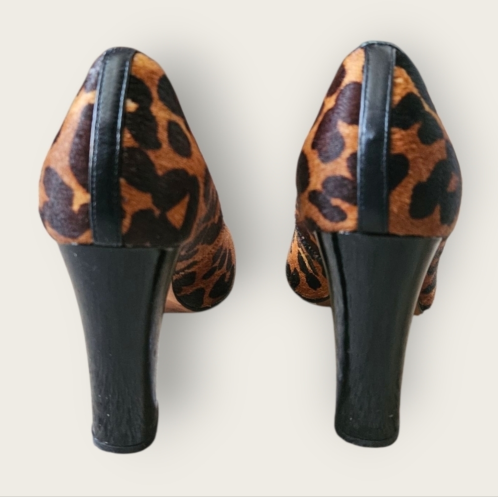 Cole Haan Chelsea Calf Hair Leopard Print Chunky Heel Pumps Women 7.5B - Picture 5 of 6